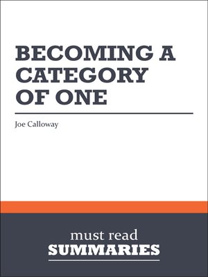 cover image of Becoming a Category of One - Joe Calloway